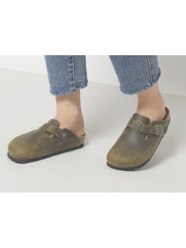 Birkenstock Boston pelle oliata verde misura 40